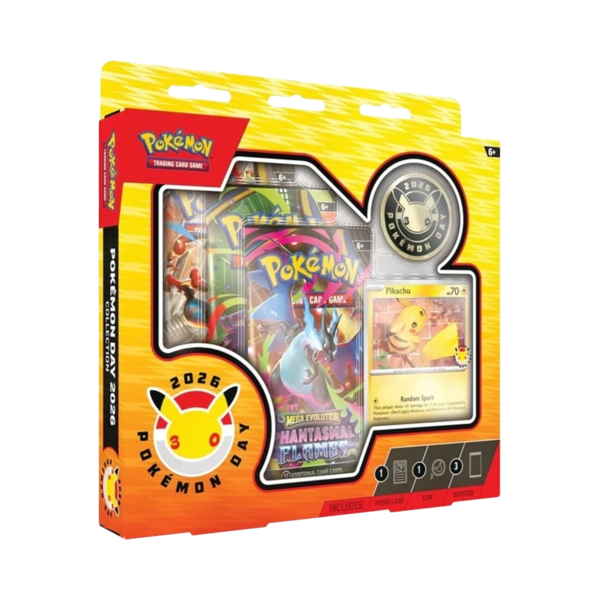 Tripack Pokémon Day TamoriCards scellé avec cartes Pokémon colorées et illustrées dans un emballage transparent.