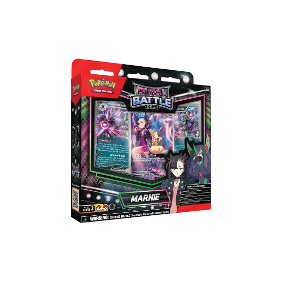 Jeu de cartes Pokémon Rival Battle Deck Marnie, ensemble scellé avec illustrations de Marnie, pour collection et jeu stratégique.