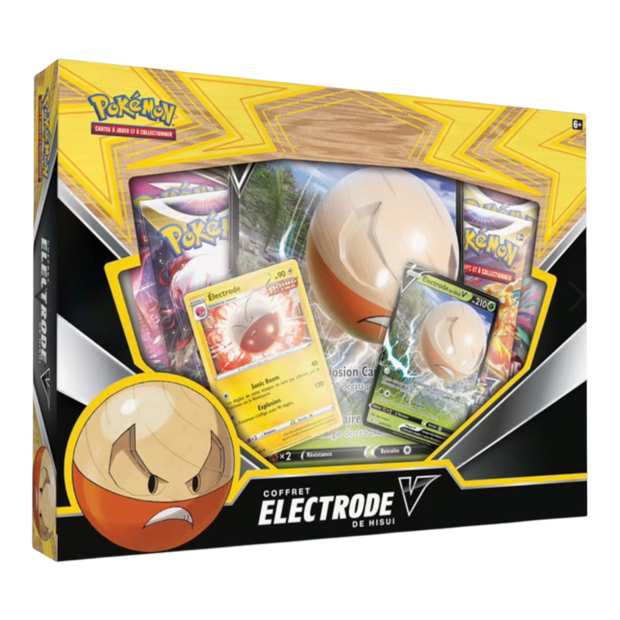 Coffret de l'électrode V de Hisui pour carte JAP, avec illustration détaillée, de la marque TamoriCards.