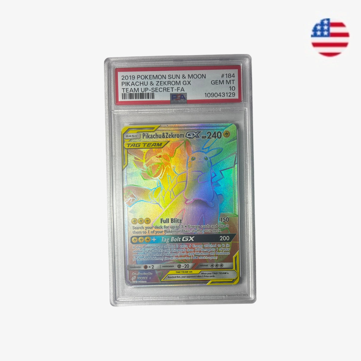PSA 10 | Pikachu et Zekrom GX 184/181