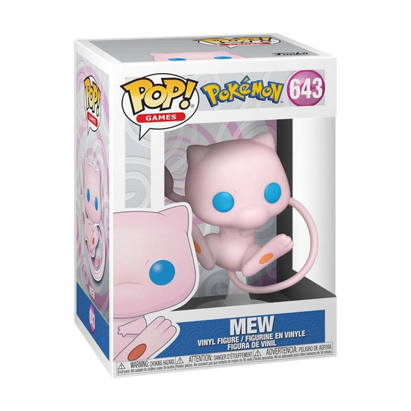 Figure Funko Pop Mew de TamoriCards, figurine de collection Pokémon avec détails colorés et expression mignonne.