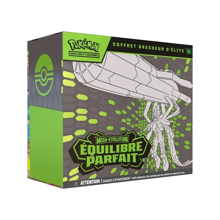 Coffret dresseur d'élite Pokémon ETB Équilibre Parfait de TamoriCards, contenant des cartes Pokémon en français.